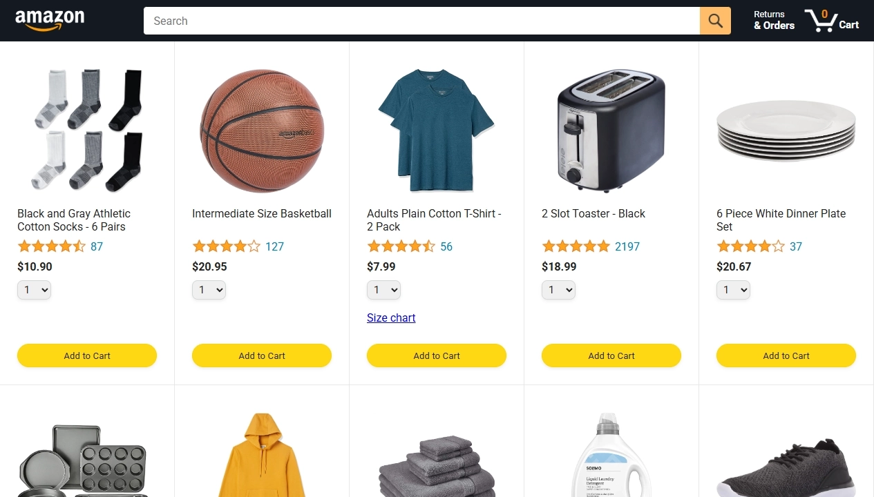 Amazon · clone canlı site ekran görüntüsü