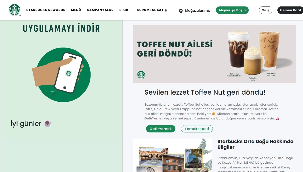 Starbucks TR · clone canlı site ekran görüntüsü